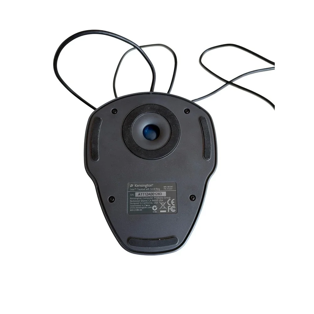 Kensington Orbit Trackball Mouse Black Blue M01047 K72337 Wired USB Scroll Ring